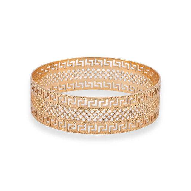 Geometric Grid Gold Bangle 