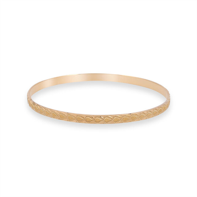 Interlocking Diamond Patterned Gold Bangle 