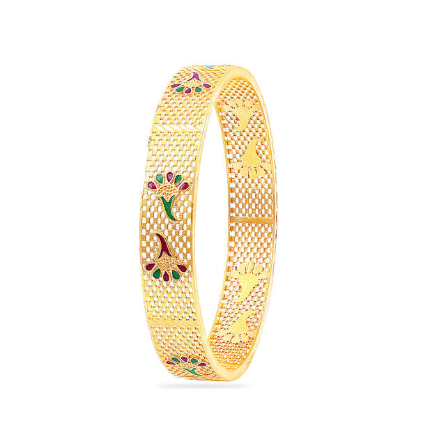Lattice Peacock Gold Bangle