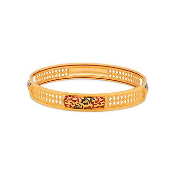 Floral Enamel Gold Bangle