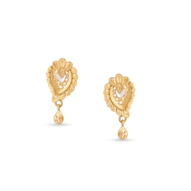 Radiant Stamped Floral Gold Pendant and Earrings Set 3