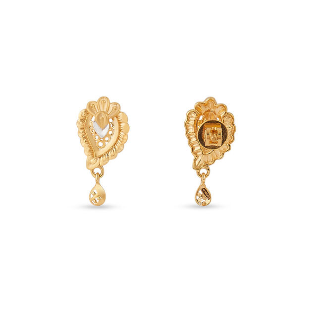 Radiant Stamped Floral Gold Pendant and Earrings Set 4