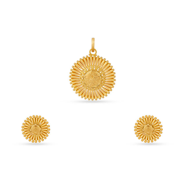 Sunlit Grace Gold Pendant and Earrings Set 