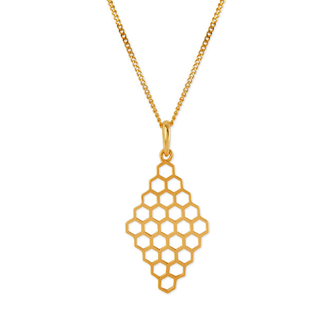 Honeycomb Glow Gold Pendant with Chain and Earrings Set 2