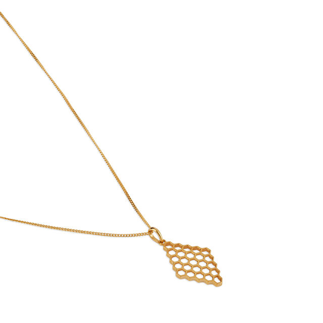 Honeycomb Glow Gold Pendant with Chain and Earrings Set 3