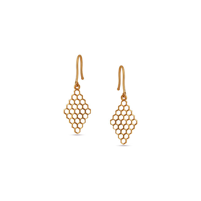 Honeycomb Glow Gold Pendant with Chain and Earrings Set 5