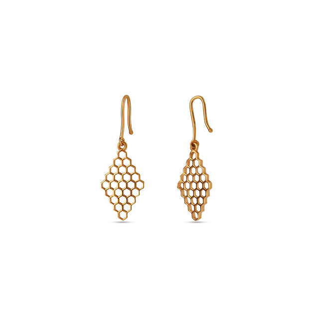 Honeycomb Glow Gold Pendant with Chain and Earrings Set 6