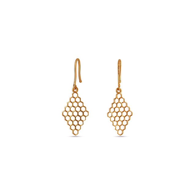 Honeycomb Glow Gold Pendant with Chain and Earrings Set 7