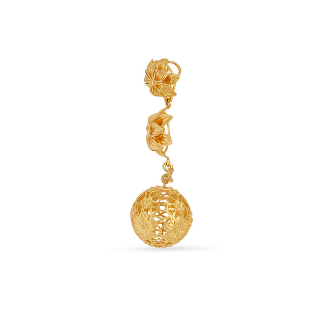 Tanishq 22KT Gold Pendant and Earrings Set for Women 2
