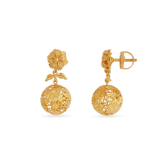Tanishq 22KT Gold Pendant and Earrings Set for Women 5
