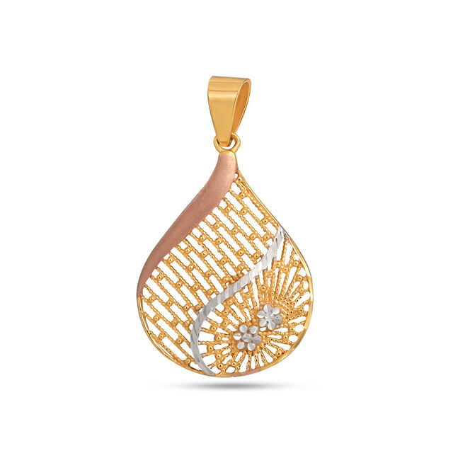 22 karat Gold Diamond Pendant Set with Delicate Floral Design