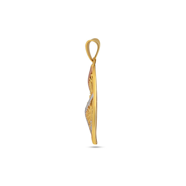 22 karat Gold Diamond Pendant Set with Delicate Floral Design