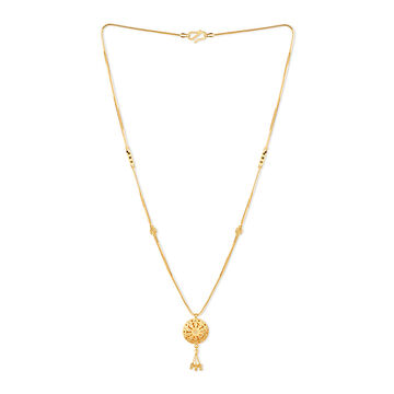 Radiant Mandala Gold Pendant with Chain