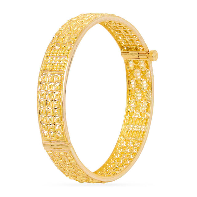 Opulent Grid Gold Bangles 3