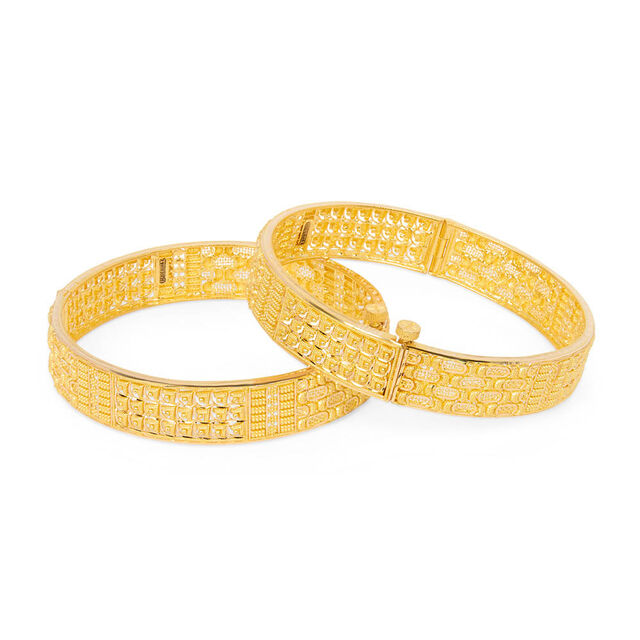 Opulent Grid Gold Bangles 5