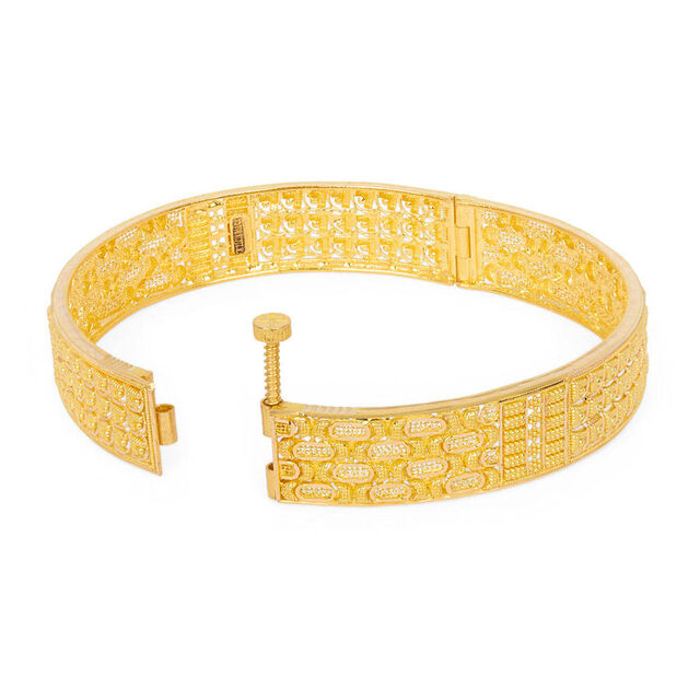 Opulent Grid Gold Bangles 6