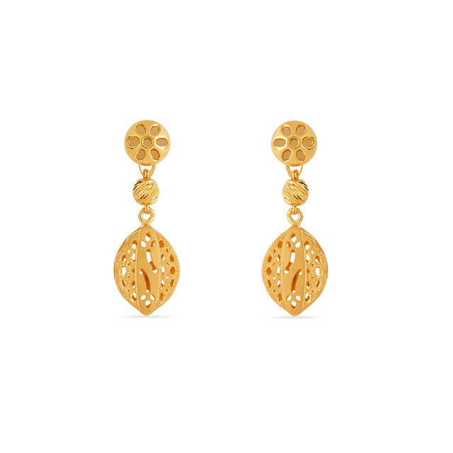 Tanishq 22KT Gold Pendant and Earrings Set for Women 4