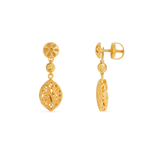 Tanishq 22KT Gold Pendant and Earrings Set for Women 5