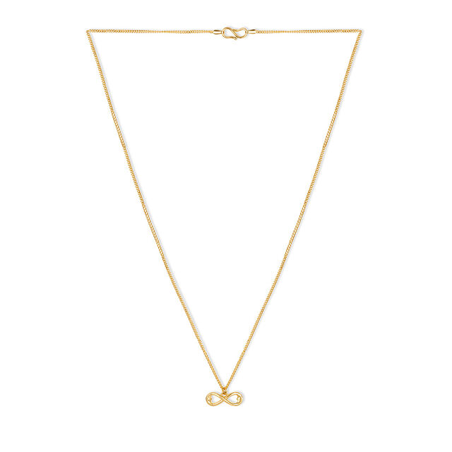 Heart And Infinity Pattern Motif Gold Pendant with Chain for Kids 
