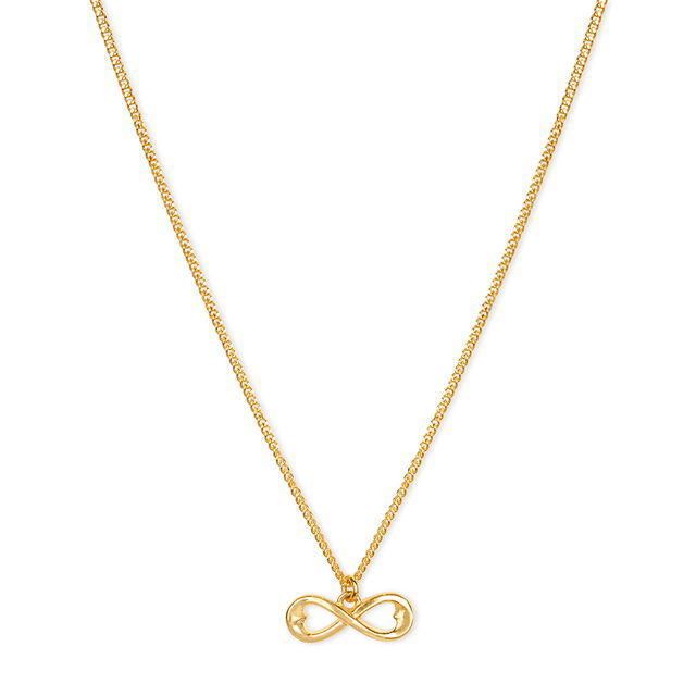 Heart And Infinity Pattern Motif Gold Pendant with Chain for Kids 2