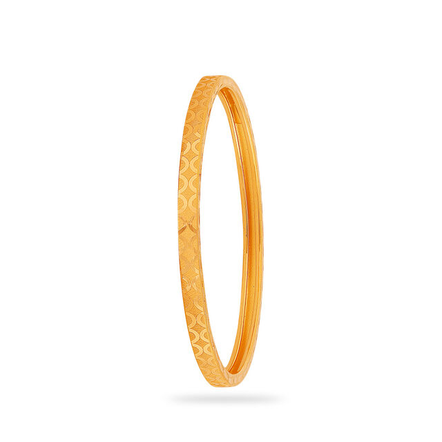 Diamond Patterned Gold Bangle 