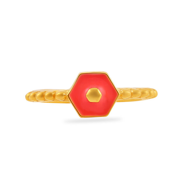22 Karat Gold Kids Ring with Red Gemstone