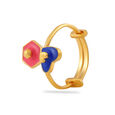 22K Gold Kids Ring with Blue and Red Gemstones 