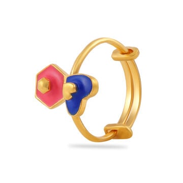 22K Gold Kids Ring with Blue and Red Gemstones