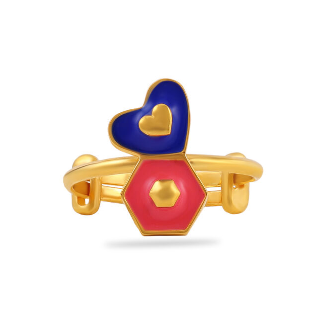 22K Gold Kids Ring with Blue and Red Gemstones 2