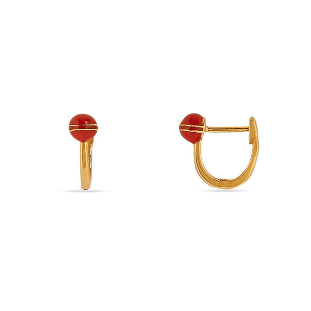Tanishq 22KT Red Candy Pop Hoop Earrings 2