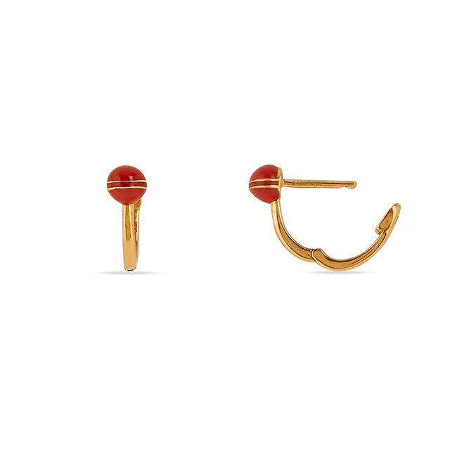 Tanishq 22KT Red Candy Pop Hoop Earrings 4