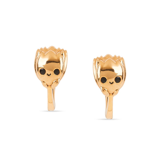Golden Pebble Faces Earrings 