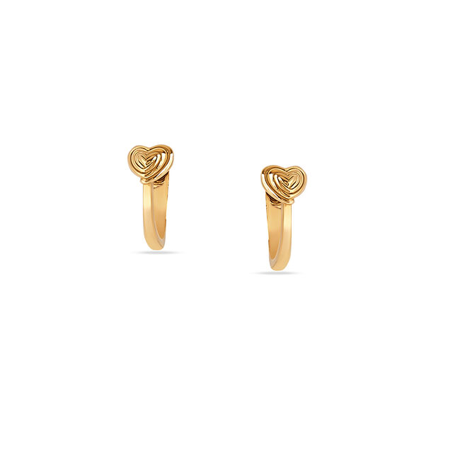 Tanishq 22KT Spiral Heart Candy Hoop Earrings 