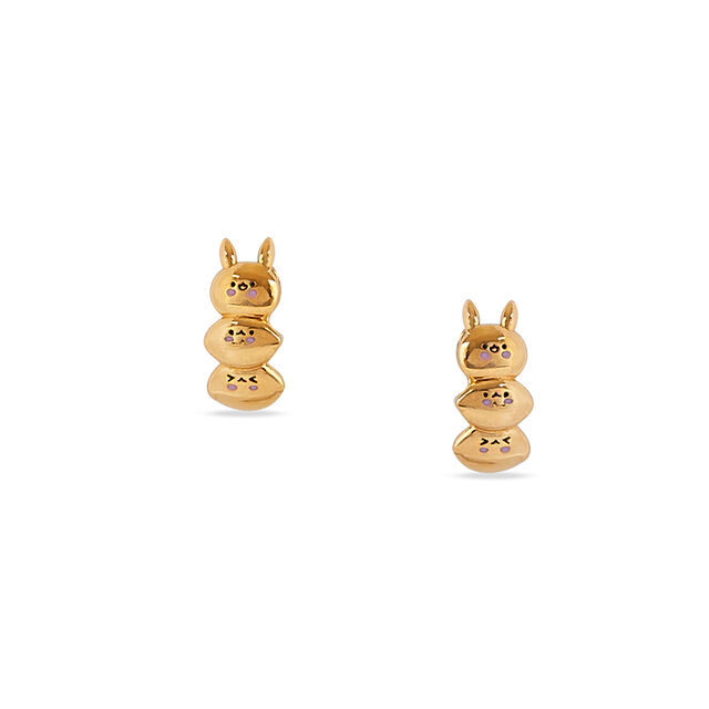 Tanishq 22KT Gold Stacked Bunny Hug Hoop Earrings 