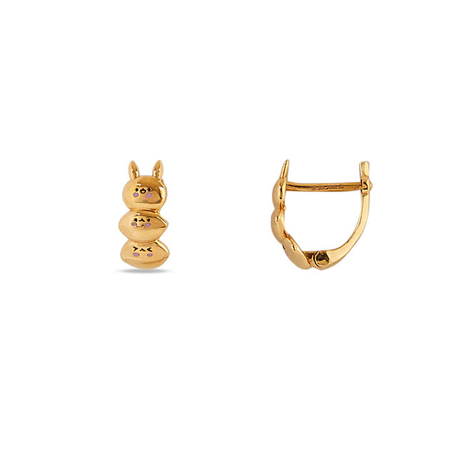 Tanishq 22KT Gold Stacked Bunny Hug Hoop Earrings 2