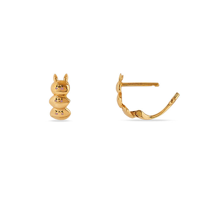 Tanishq 22KT Gold Stacked Bunny Hug Hoop Earrings 4