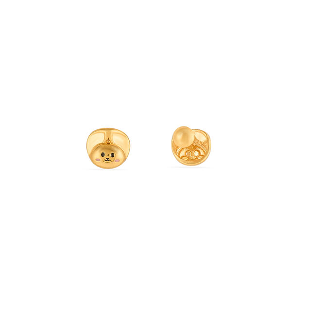 Tanishq 22KT Gold Hidden Smile Logo Stud Earrings 3