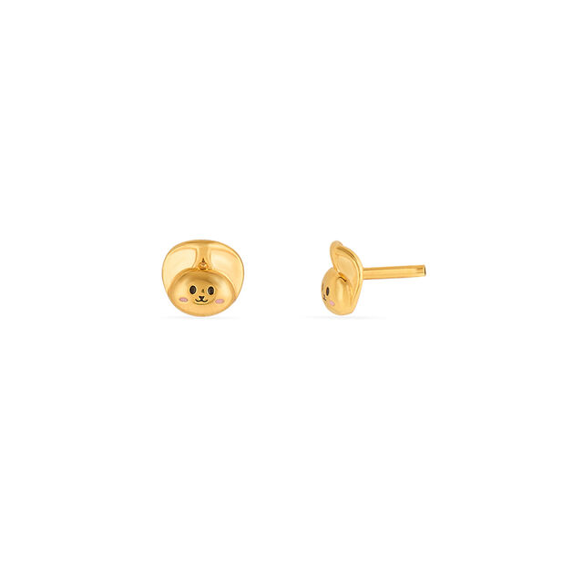 Tanishq 22KT Gold Hidden Smile Logo Stud Earrings 4