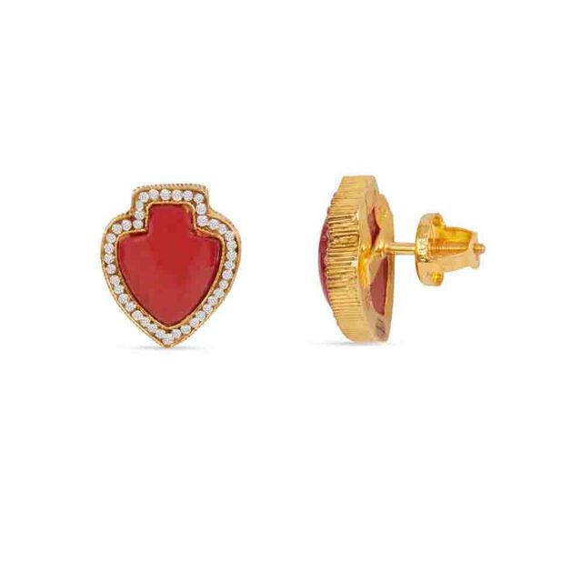 Tanishq 22KT Gold Pendant with Chain and Earrings Set 4