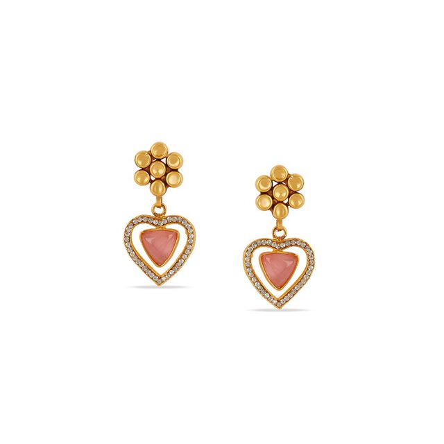 Tanishq 22KT Gold Pendant with Chain and Earrings Set 6