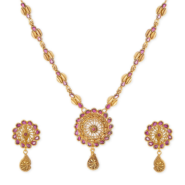 Tanishq 22KT Gold Necklace Set 