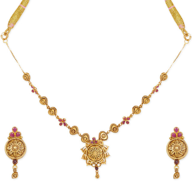 Tanishq 22KT Gold Necklace Set 