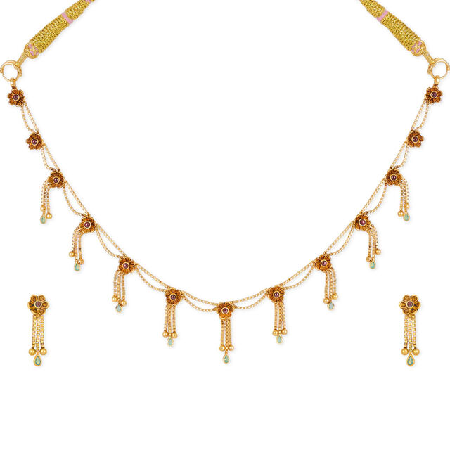 Tanishq 22KT Gold Necklace Set 