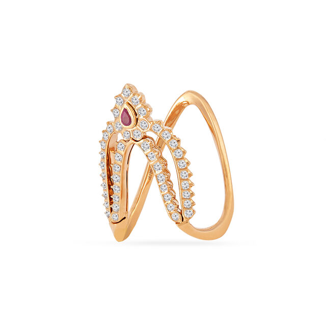 Tanishq 22KT Diamond Finger Ring for Women 2