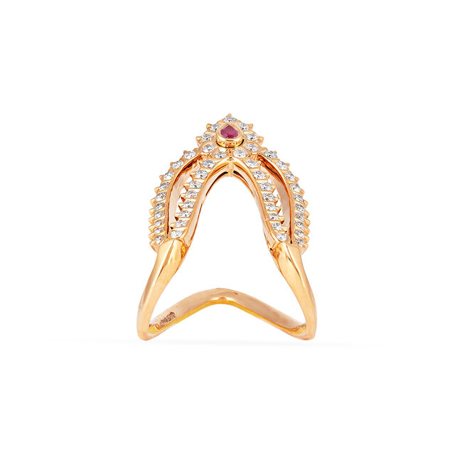 Tanishq 22KT Diamond Finger Ring for Women 3