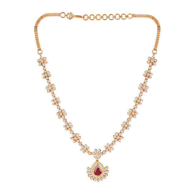 Tanishq 22KT Diamond Necklace for Women 