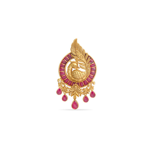 Tanishq 22KT Gold Pendant and Earrings Set 2