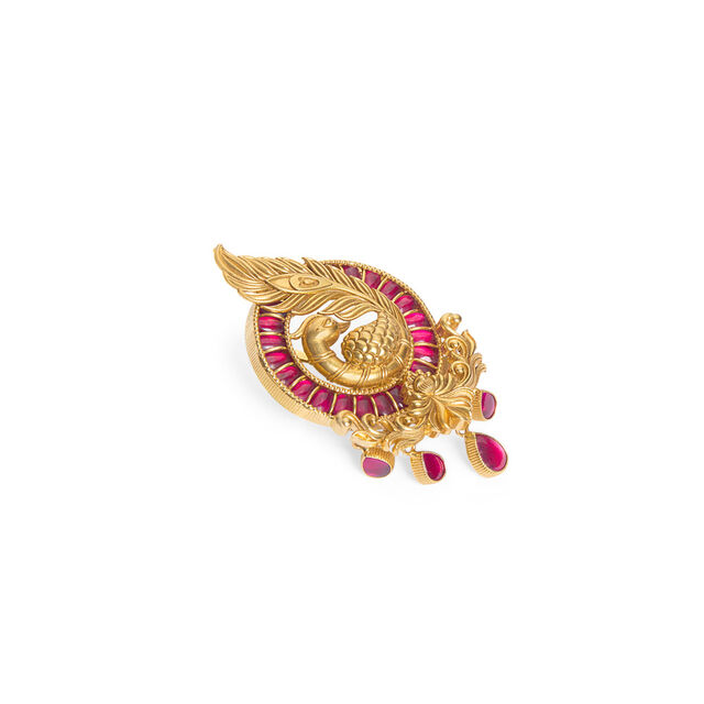 Tanishq 22KT Gold Pendant and Earrings Set 3