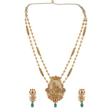 Tanishq 22KT Glass Kundan Necklace Set for Women