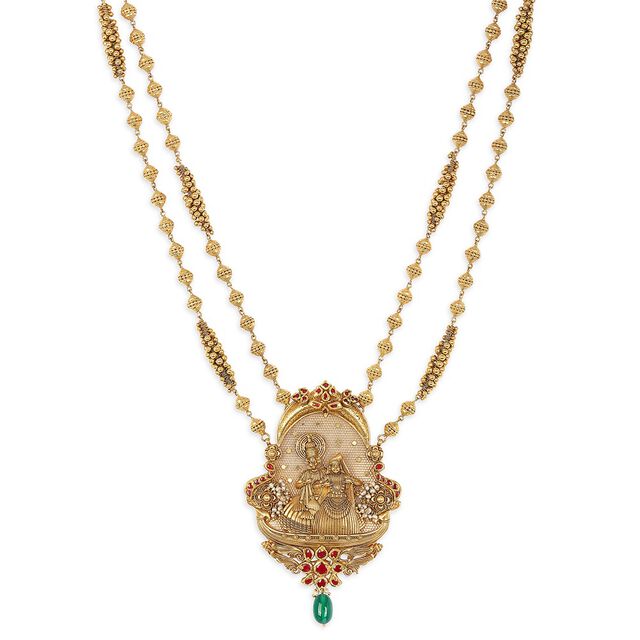 Tanishq 22KT Glass Kundan Necklace Set for Women 2